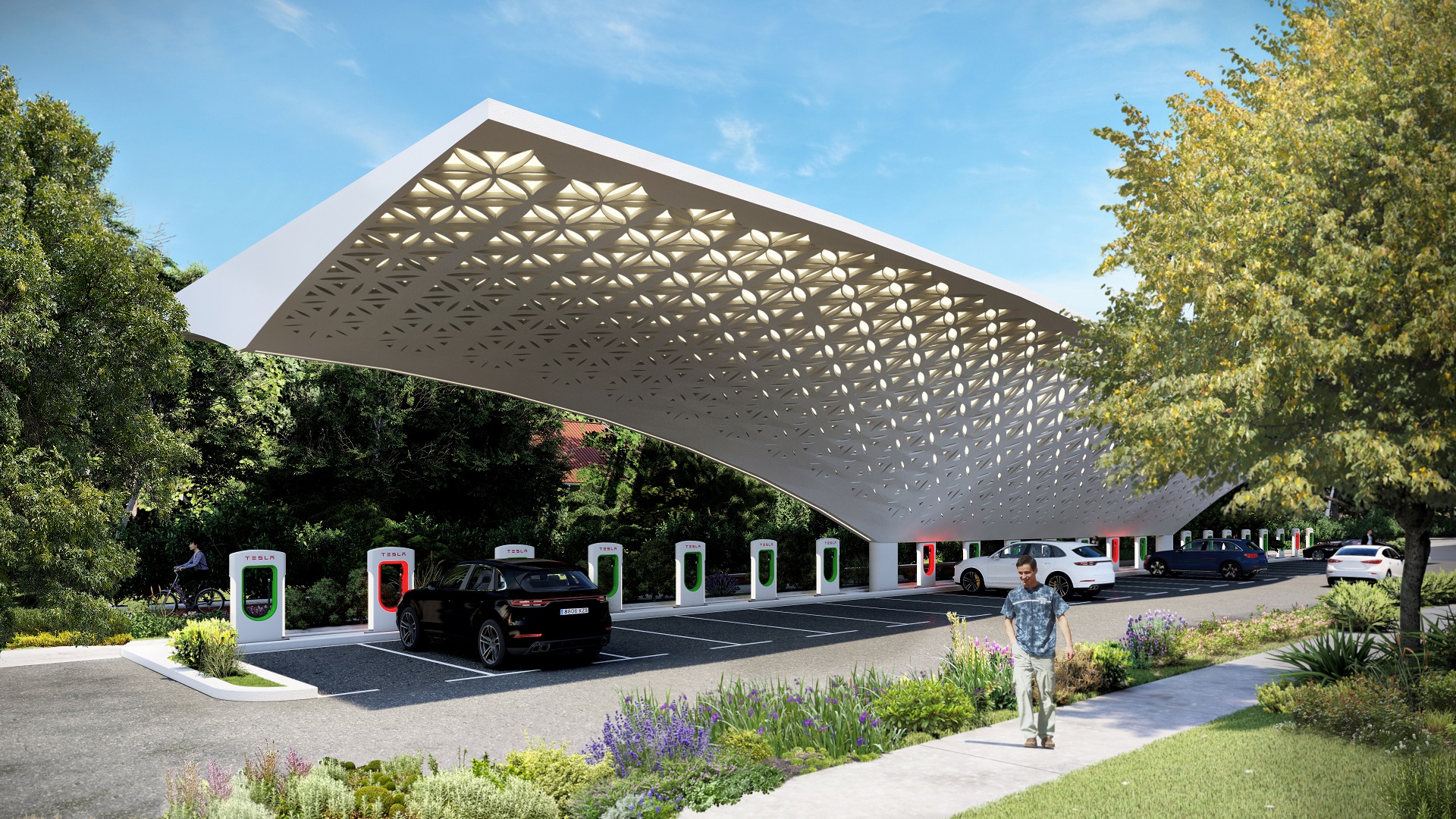 Une station de recharge pour véhicules électriques
