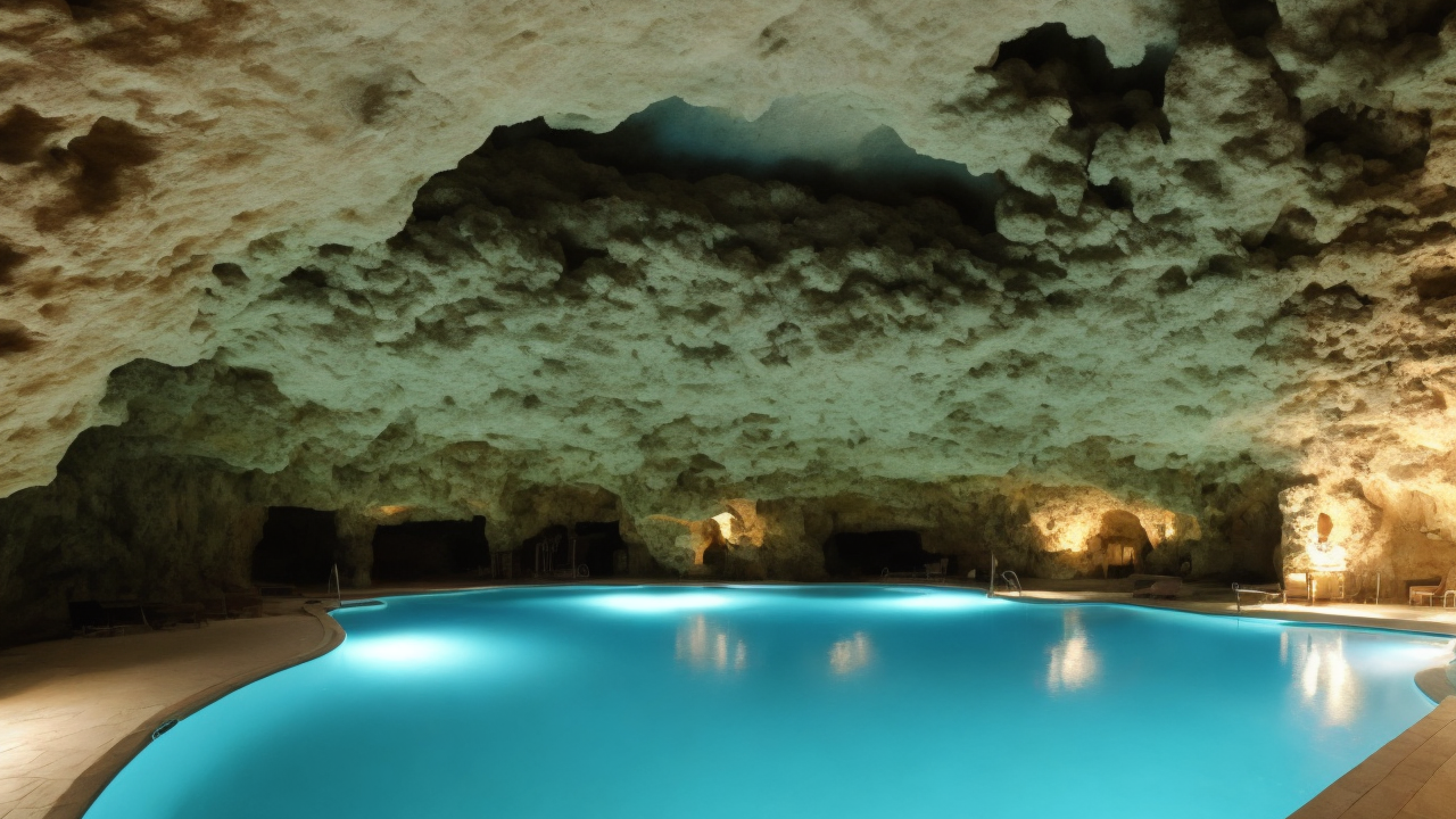 Une grotte naturelle avec piscine
