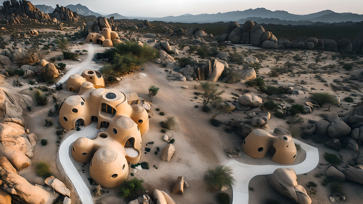 Terre, sable et roche, architecture dans le désert